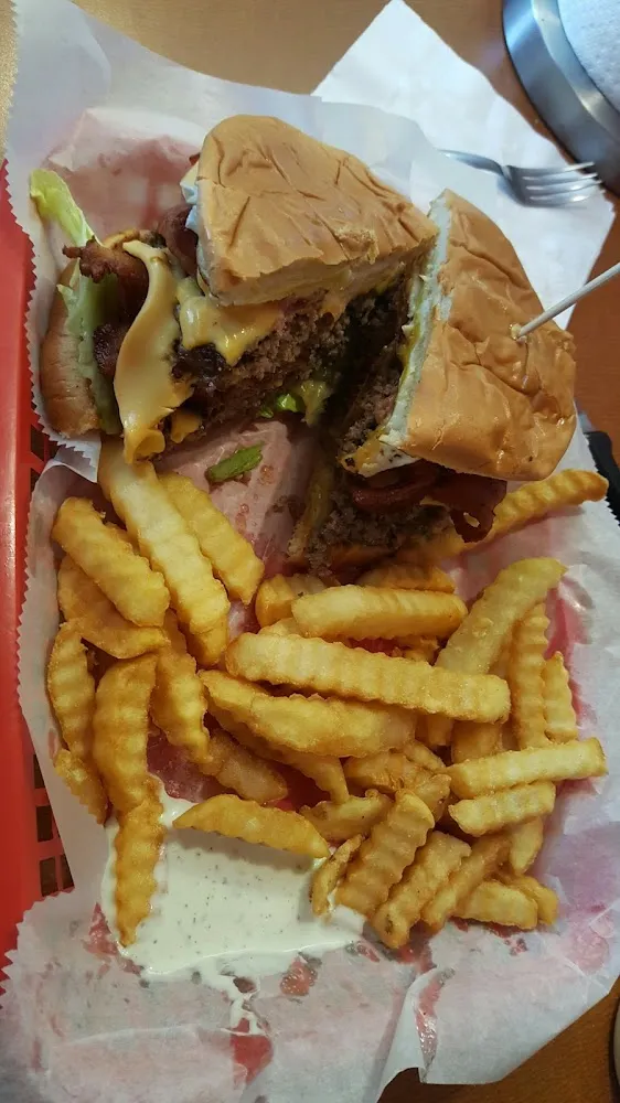 X Burger with Fried Egg and Fries